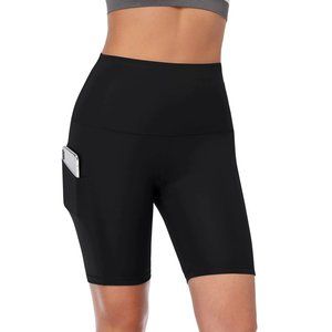 NEW NELEUS Women's High Waist Yoga Shorts for Bike Running with Side Pocket - M